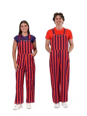 Game Bibs Clemson Tigers Purple and Orange Stripes Overalls Adult Size Small